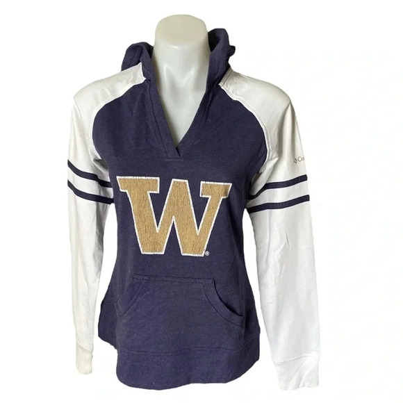 COLUMBIA | Women’s Washington University Light Weight V-Neck Hoodie Size M - Picture 2 of 7